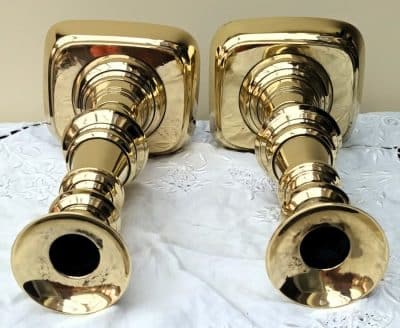 Pair Victorian Brass Candlesticks AA 28f