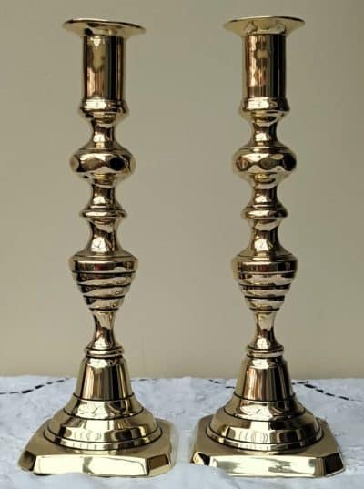 Pair Victorian Brass Candlesticks AA 29a