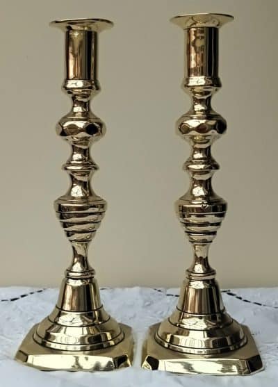 Pair Victorian Brass Candlesticks AA 29b