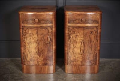 Pair of Art Deco Walnut Bedside Cabinets art deco Antique Cabinets 3