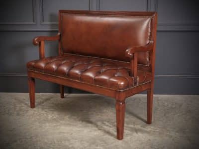 Rare Pair of Regency Mahogany & Leather Hall Benches - Image 13