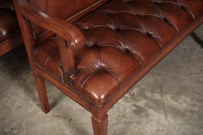 Rare Pair of Regency Mahogany & Leather Hall Benches - Image 3