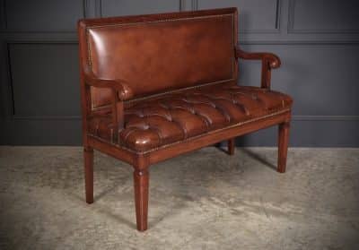 Rare Pair of Regency Mahogany & Leather Hall Benches - Image 4