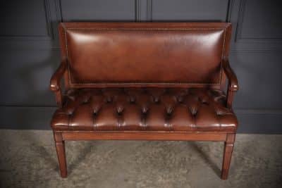 Rare Pair of Regency Mahogany & Leather Hall Benches - Image 8