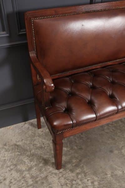 Rare Pair of Regency Mahogany & Leather Hall Benches - Image 9