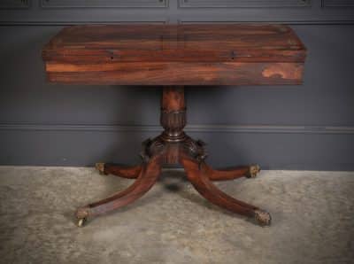 Regency Brass Inlaid Rosewood Card Table card table Antique Furniture 9