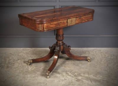 Regency Brass Inlaid Rosewood Card Table card table Antique Furniture 18