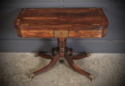 Regency Brass Inlaid Rosewood Card Table card table Antique Furniture 17