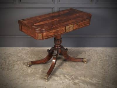 Regency Brass Inlaid Rosewood Card Table card table Antique Furniture 3