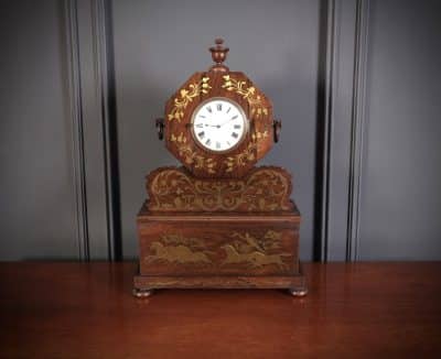 Regency Brass Inlaid Rosewood Mantel Clock Mantel Clock Antique Clocks 12