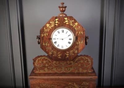 Regency Brass Inlaid Rosewood Mantel Clock Mantel Clock Antique Clocks 11