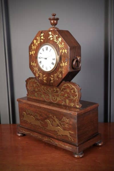 Regency Brass Inlaid Rosewood Mantel Clock Mantel Clock Antique Clocks 10