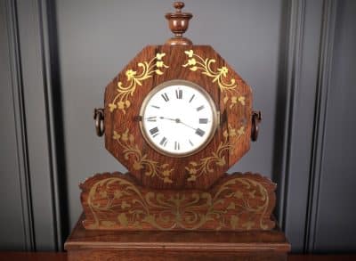 Regency Brass Inlaid Rosewood Mantel Clock Mantel Clock Antique Clocks 5