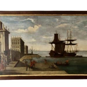 Venice, 17th Century Oil on Canvas, DUTCH SCHOOL, Abraham Storck-Jan Baptist Weenix. 17th cent oil paintings Antique Art