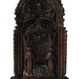 13th Century, Woodcut in Oak Altar. Antique Art