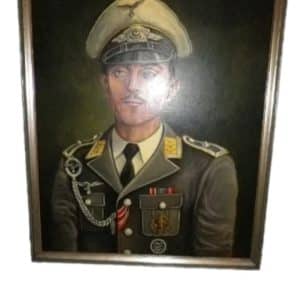 WW2 German Luftwawaffe Officer’s Portrait, Signed. Antique Art