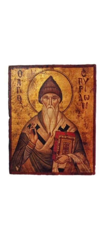 Antique Icon on Board, SAINT SPYRIDON Antique Art 3