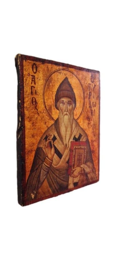 Antique Icon on Board, SAINT SPYRIDON Antique Art 4