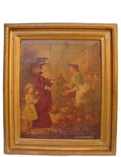 19th Century a Pair Oil on Canvas Painting Antique Art 5