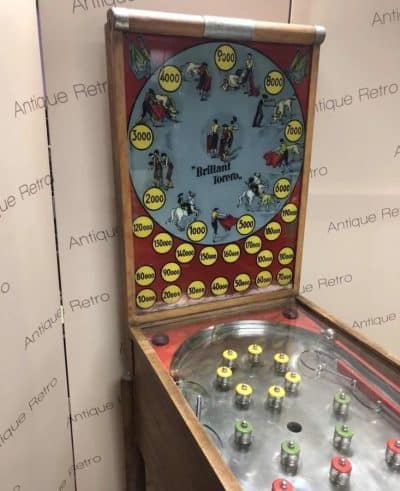 1938 Wooden BRILLANT TORERO PINBALL, Played a few times, Museum piece… Antique Collectibles 7