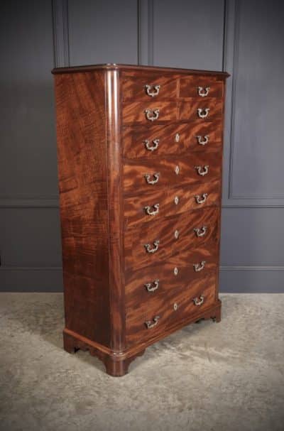 Tall Victorian Figured Mahogany Chest of Drawers antique chest Antique Chest Of Drawers 3