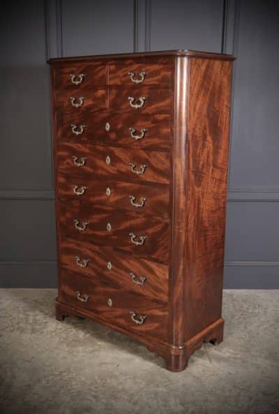 Tall Victorian Figured Mahogany Chest of Drawers antique chest Antique Chest Of Drawers 8