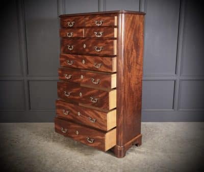 Tall Victorian Figured Mahogany Chest of Drawers antique chest Antique Chest Of Drawers 7