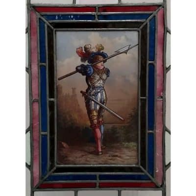 A pair of Antique Stained Glass Depicting a Solider Antique Furniture 6