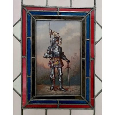 A pair of Antique Stained Glass Depicting a Solider Antique Furniture 8