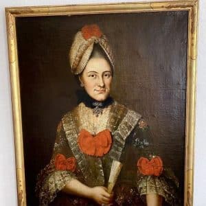 Antique Baroque Portrait, Oil on Canvas, 18th Century (Altpernstein Castle-Austria) 18th century Antique Art