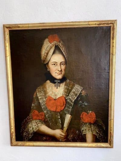 Antique Baroque Portrait, Oil on Canvas, 18th Century (Altpernstein Castle-Austria) 18th century Antique Art 3