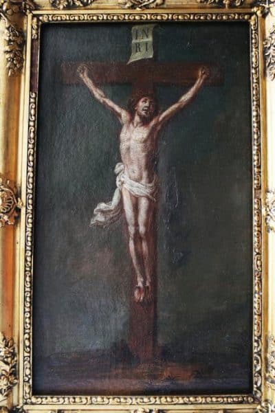 17th Century Spain Crucifixion, Oil on Canvas. Antique Art 4