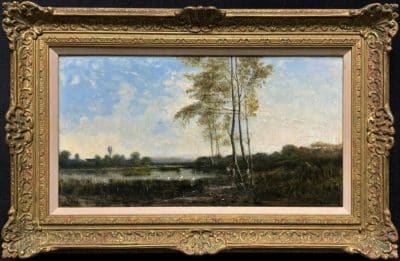 Paul Désiré Trouillebert Barbizon School French Landscape Oil Painting - Image 2