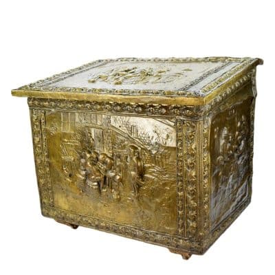 Antique Rustic Chiseled Chest Antique Boxes 9