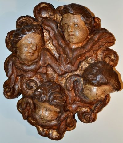 17th Century ANGELS on a Cloud, Orginal Polychroming. Antique Sculptures 3