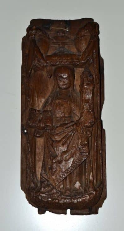 15th Century Wooden Relief of ST.BARBARA Antique Sculptures 3