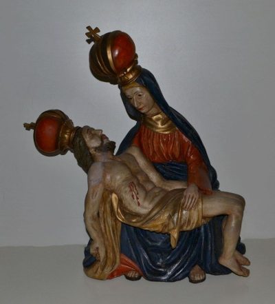 Antique Wooden PIETA, Orginal Polychroming Antique Sculptures 3