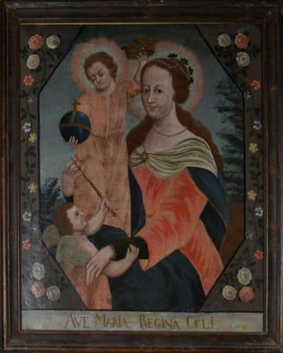 Antique Baroque Oil on Canvas, Ave Maria Regina Celi - Image 2