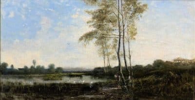 Paul Désiré Trouillebert Barbizon School French Landscape Oil Painting - Image 3