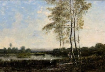 Paul Désiré Trouillebert Barbizon School French Landscape Oil Painting - Image 4