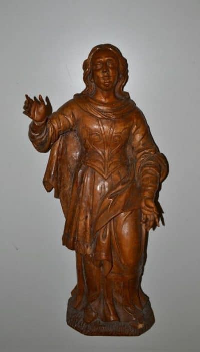 18th Century Wooden Statue, SAINT of BARBARA Antique Furniture 3