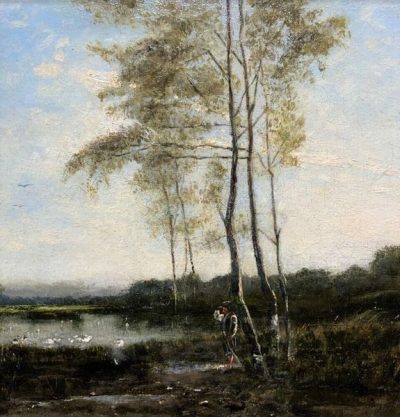 Paul Désiré Trouillebert Barbizon School French Landscape Oil Painting - Image 7