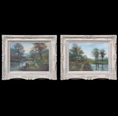 Pair of Framed Oil Paintings by James Wallace, 1872– 1911 a Scottish Artist Antique Art 3