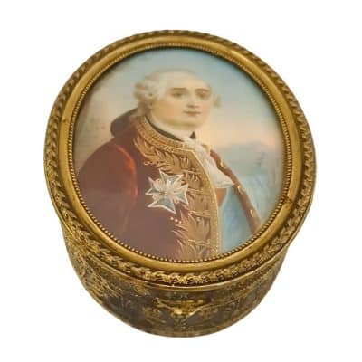 Antique French Yewelry Box, Painted by FREDERIC DUBOIS on Ivory, Portrait of King Louis XVI Antique Art 4