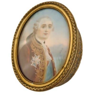 Antique French Yewelry Box, Painted by FREDERIC DUBOIS on Ivory, Portrait of King Louis XVI Antique Art 9