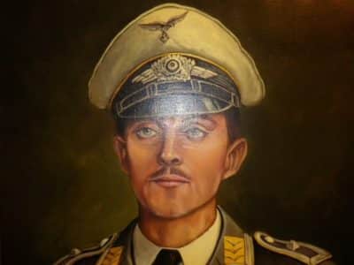 WW2 German Luftwawaffe Officer’s Portrait, Signed. Antique Art 4