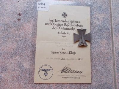 WW2 German 1.Class Iron Cross With Document Antique Collectibles 5