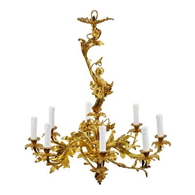 19th Century French Rococo Bronze Chandelier, Restored. Antique Clocks 5