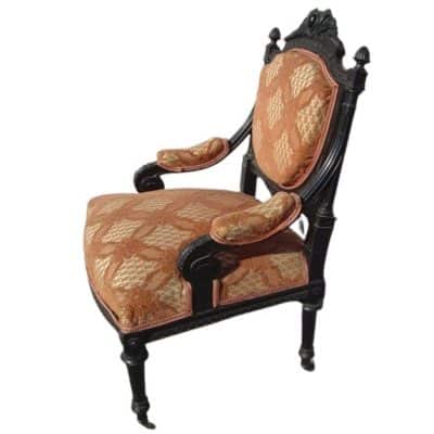 19th Century Carved Armchair, 2 piece. Antique Chairs 7