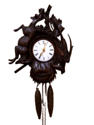 19th Century SCHWARZWALD Hunting Wall Clock Antique Clocks 3